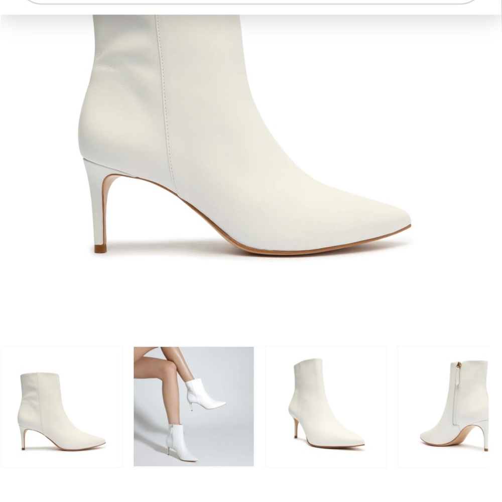 White stiletto booties by Schutz never worn